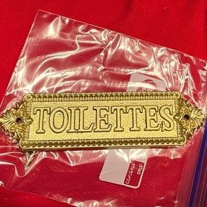 Gold Toilettes Door Sign w/ Hardware